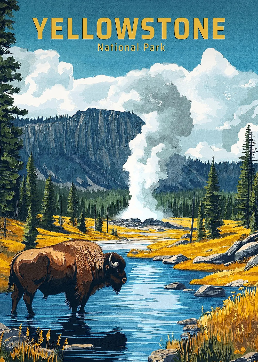 Yellowstone National Park metal poster artwork